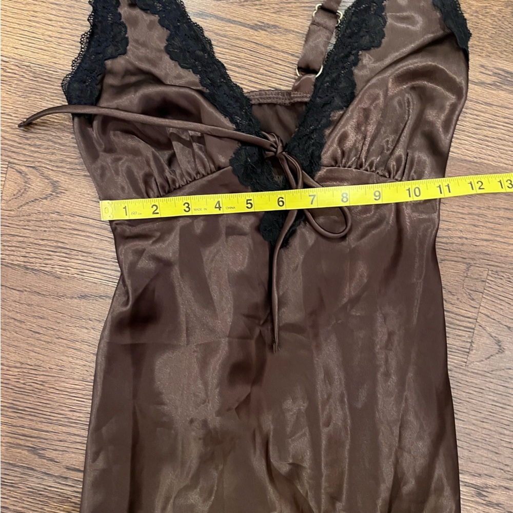 wild fable brown black lace trim v neck maxi dress fairy gnome grunge ecogoth - Picture 11 of 12